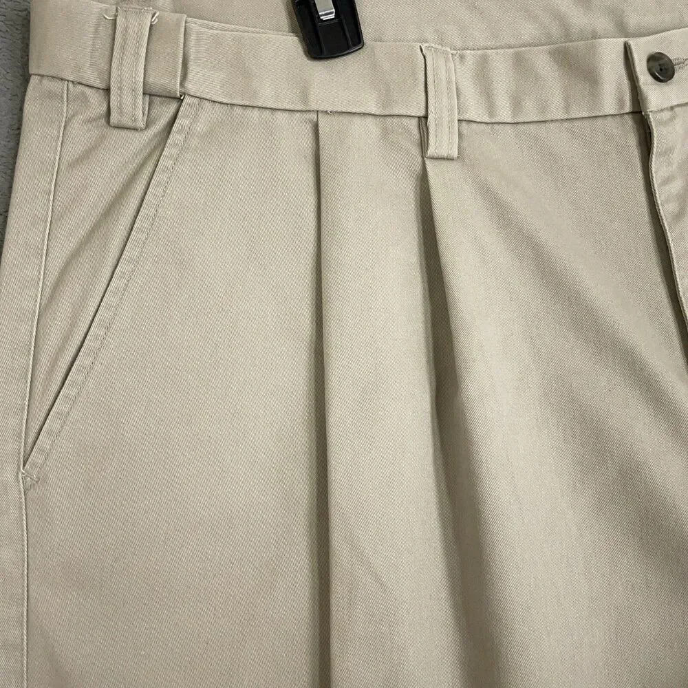 St. John's Bay Shorts Men's Size 48 Pleated Comfort Fit Chino Beige